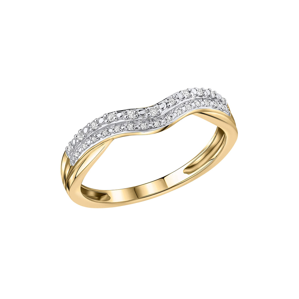 Gecko Jewellery 9ct Yellow Gold Double Wave Diamond Set Wedding Ring