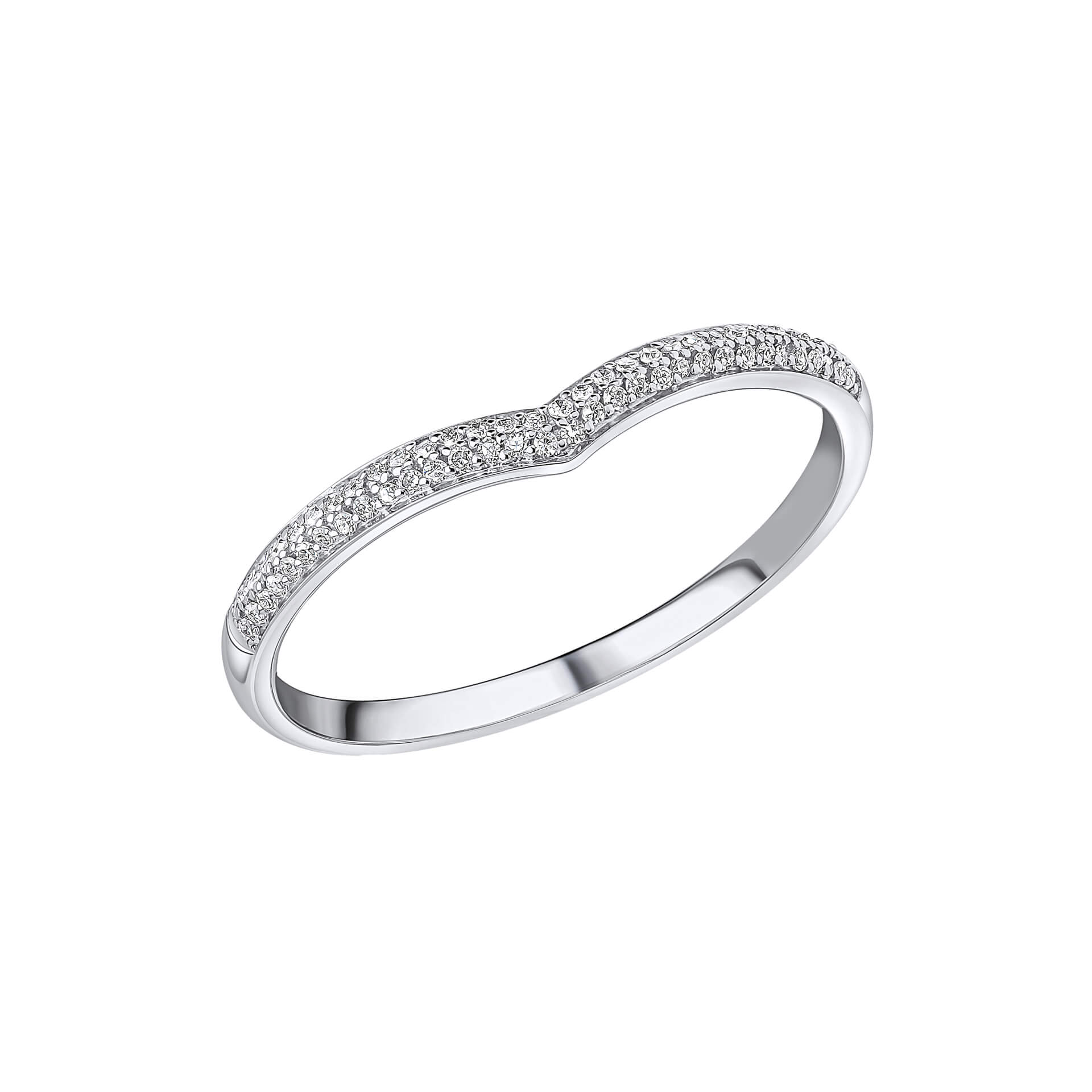 Gecko Jewellery 9ct White Gold V Shaped Micro Diamond Wedding Ring