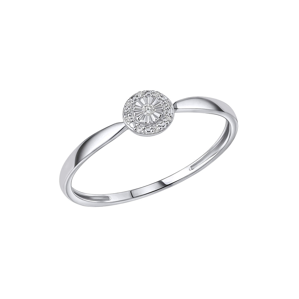 Gecko Jewellery 9ct White Gold Halo Diamond Ring for Women