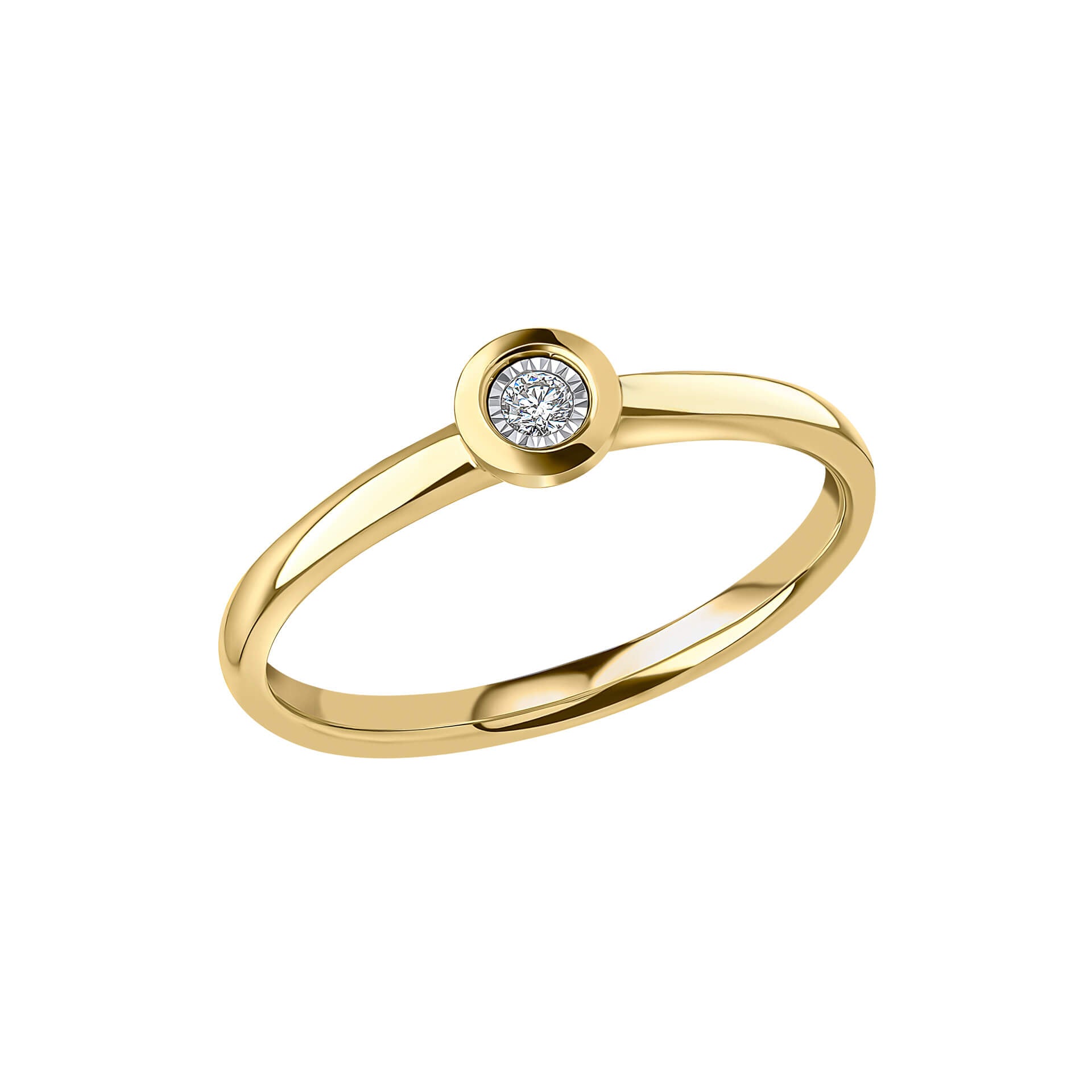 Gecko Jewellery 9ct Yellow Gold Rounded Bezel Solitaire Diamond Ring