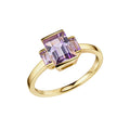 Gecko Jewellery 9ct Yellow Gold Baguette Cut Amethyst Trilogy Ring