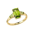 Gecko Jewellery 9ct Yellow Gold Trilogy Peridot Ring – Rectangular Cut