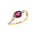 Gecko Jewellery Garnet and Diamond Twist Ring in 9ct Yellow Gold