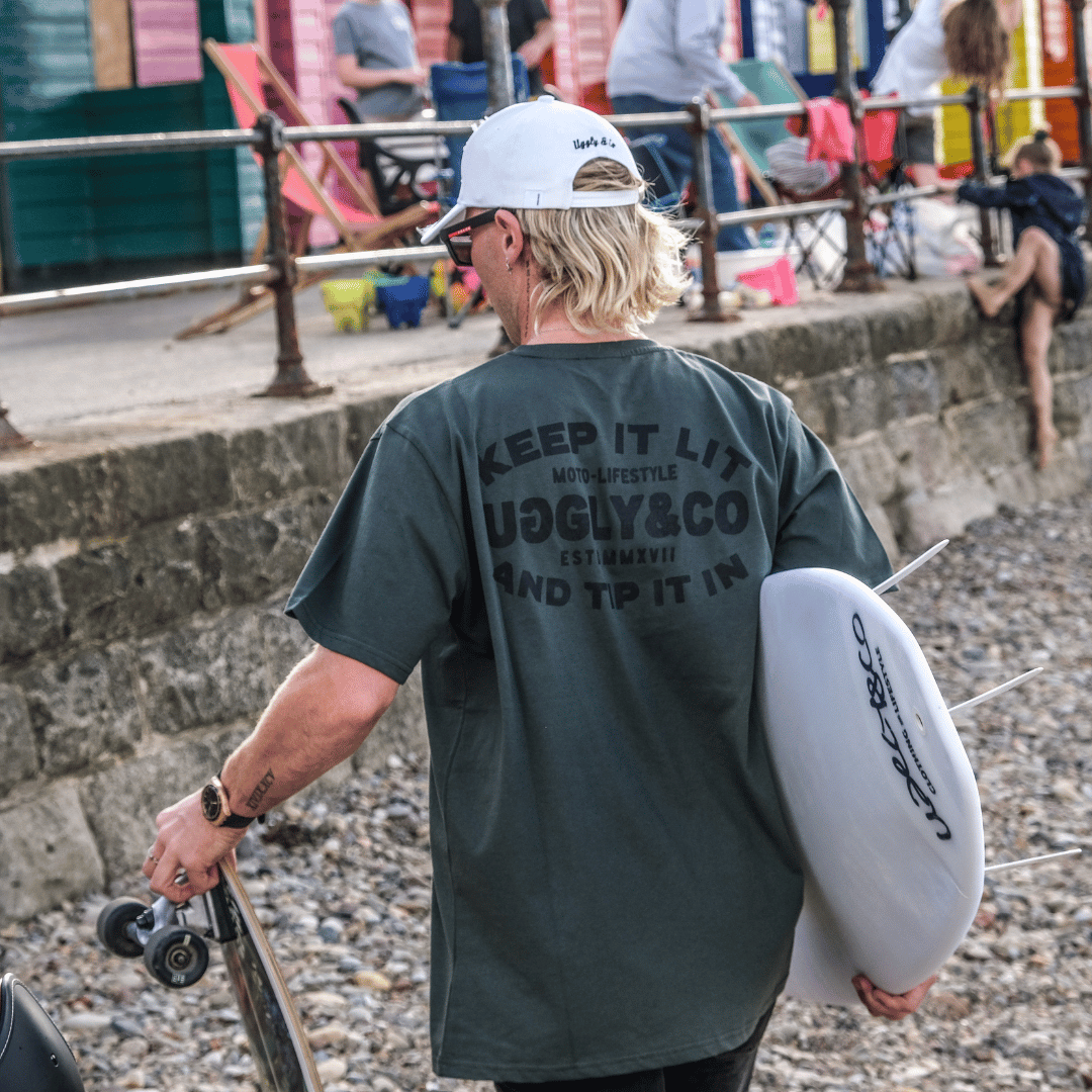 Uggly and Co Green Keep it Lit Flattrack Racing Graphic Cotton Tee