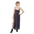 Vixxsin Graveyard Bloom Gothic Floral Maxi Dress with Front Slit