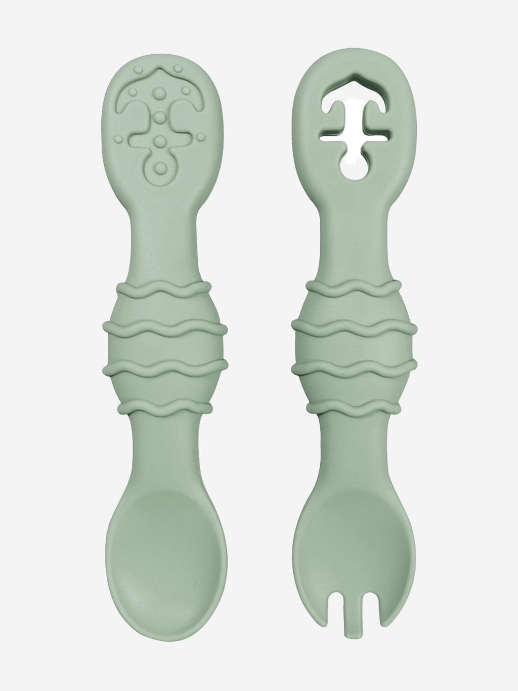 Bloom Bambini Silicon Spoon and Fork Set – Green BPA-Free Baby Utensils