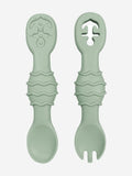 Bloom Bambini Silicon Spoon and Fork Set – Green BPA-Free Baby Utensils
