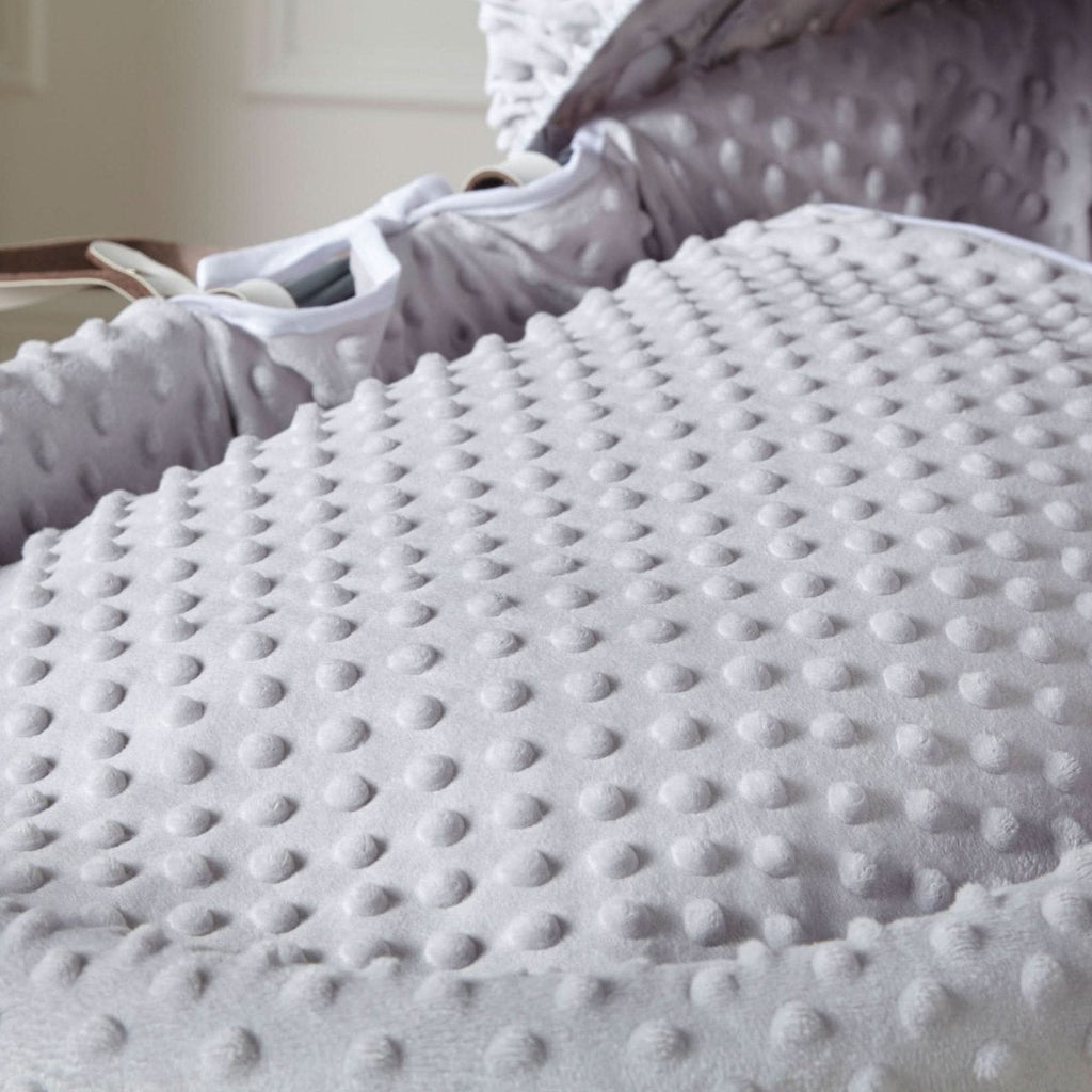 For Your Little One Grey Wicker Moses Basket with Stand & Dimple Bedding