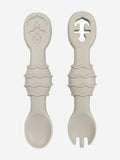 Bloom Bambini Silicone Spoon and Fork Set – Grey BPA-Free Baby Utensils