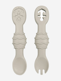 Bloom Bambini Silicone Spoon and Fork Set – Grey BPA-Free Baby Utensils