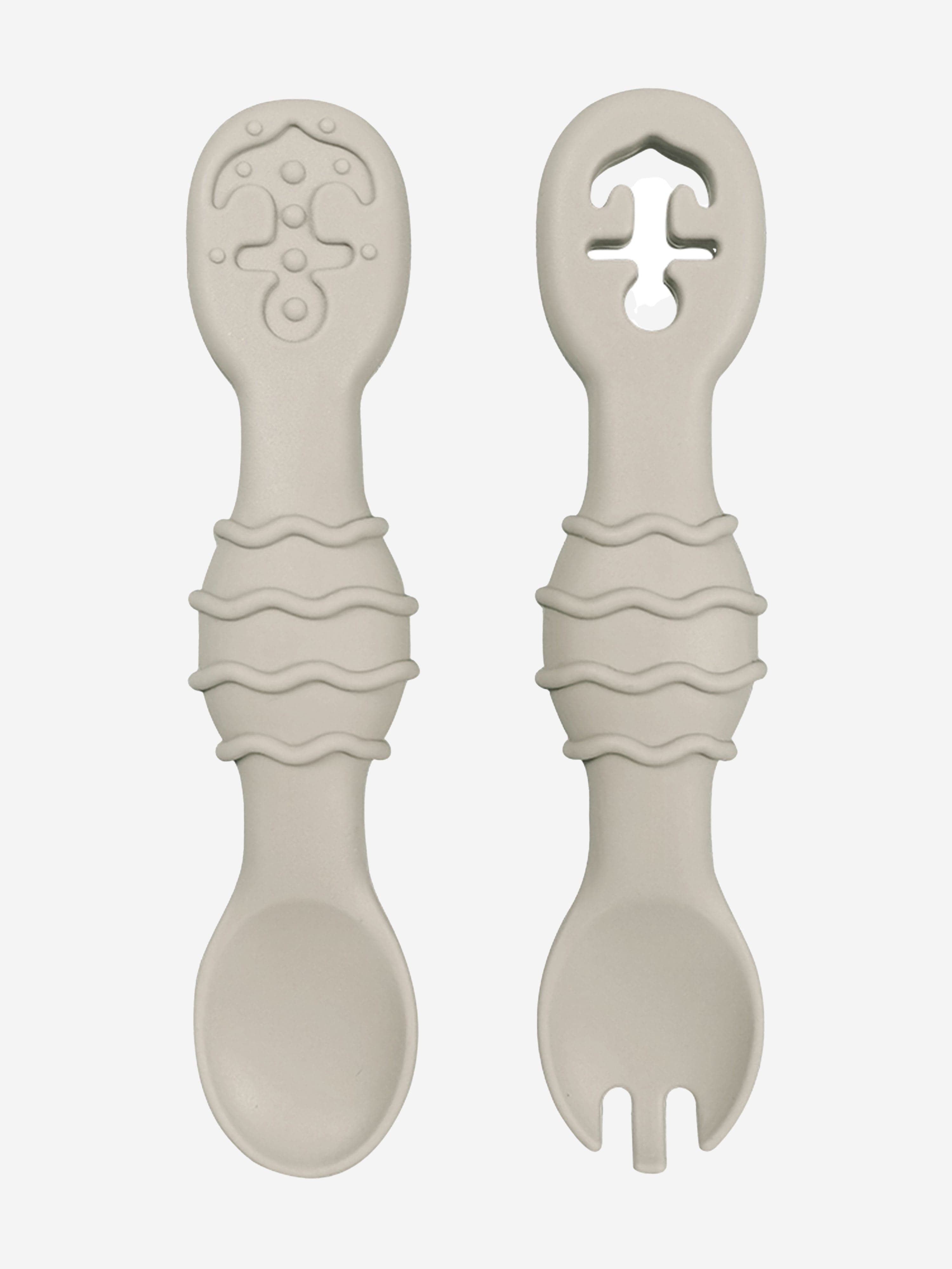 Bloom Bambini Silicone Spoon and Fork Set – Grey BPA-Free Baby Utensils