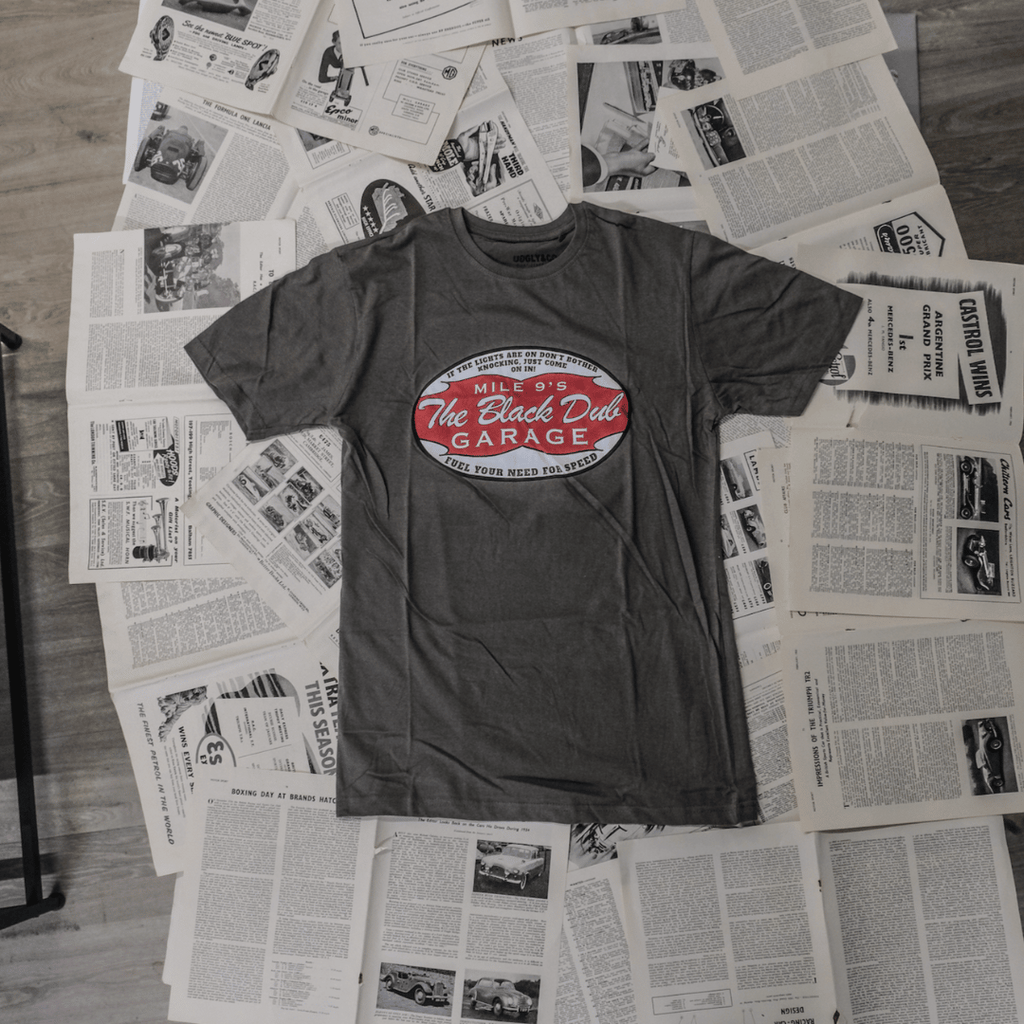 Uggly and Co Black Dub Garage Tee – Vintage Isle of Man Cotton Shirt