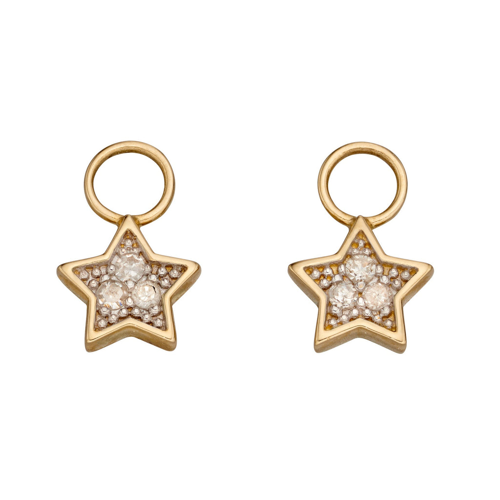 Gecko Jewellery Star Shaped Diamond Hoop Earring Charms in Silver