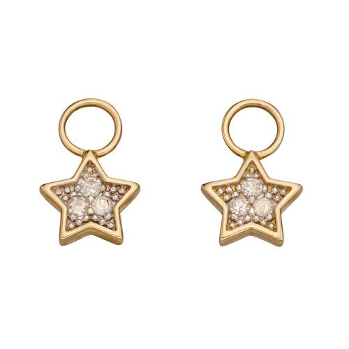 Gecko Jewellery Star Shaped Diamond Hoop Earring Charms in Silver
