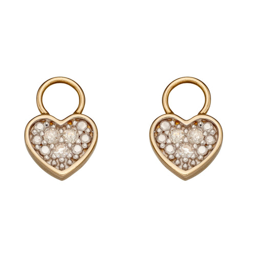 Gecko Jewellery Heart Shaped Diamond Hoop Earring Charms in Silver