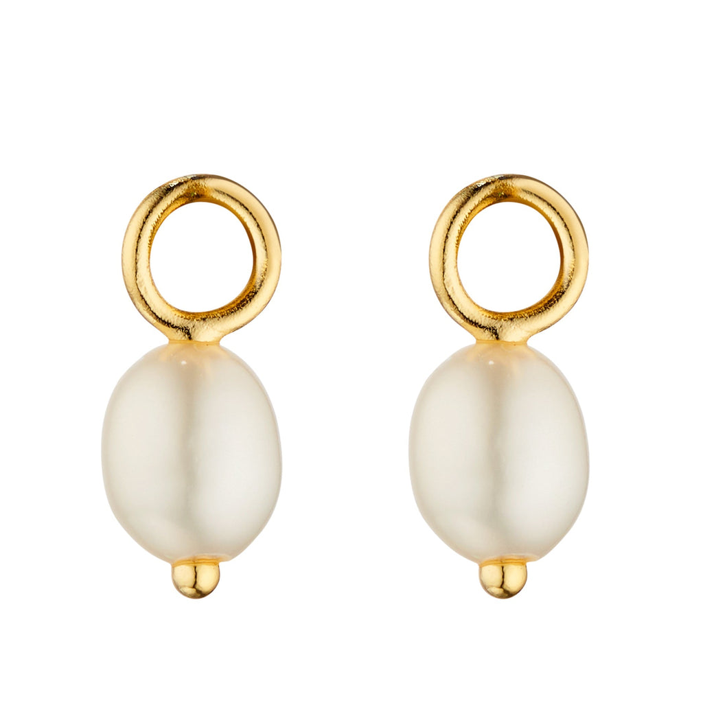 Freshwater Pearl Hoop Earring Charms in White by Gecko Jewellery Retail