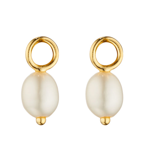 Freshwater Pearl Hoop Earring Charms in White by Gecko Jewellery Retail