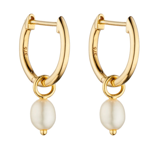 Freshwater Pearl Hoop Earring Charms in White by Gecko Jewellery Retail