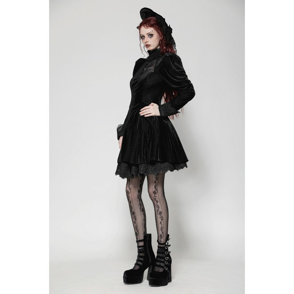 Dark in Love Inez Gown – Elegant Gothic Velvet and Lace Long Dress