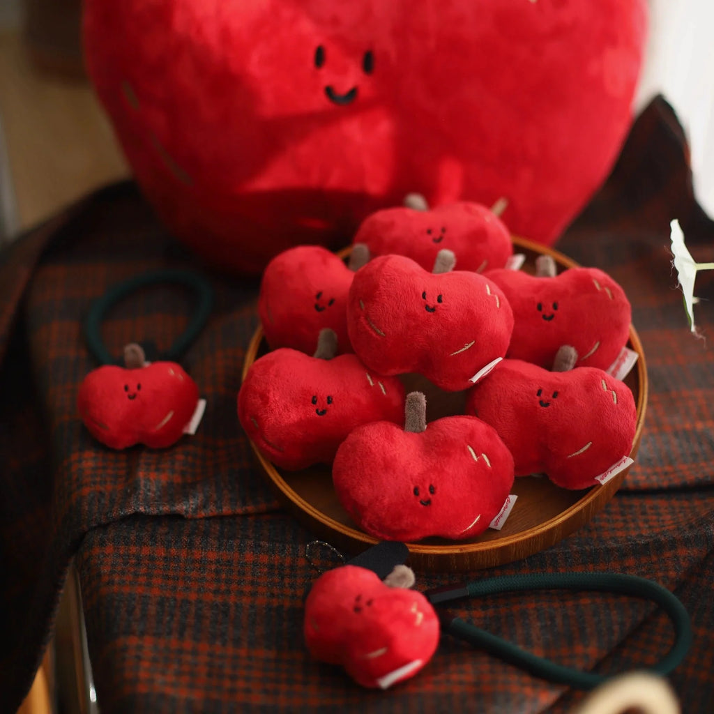 LuLuFun Studio Red Apple Plush Bag Charm | Kawaii Soft Keychain Accessory