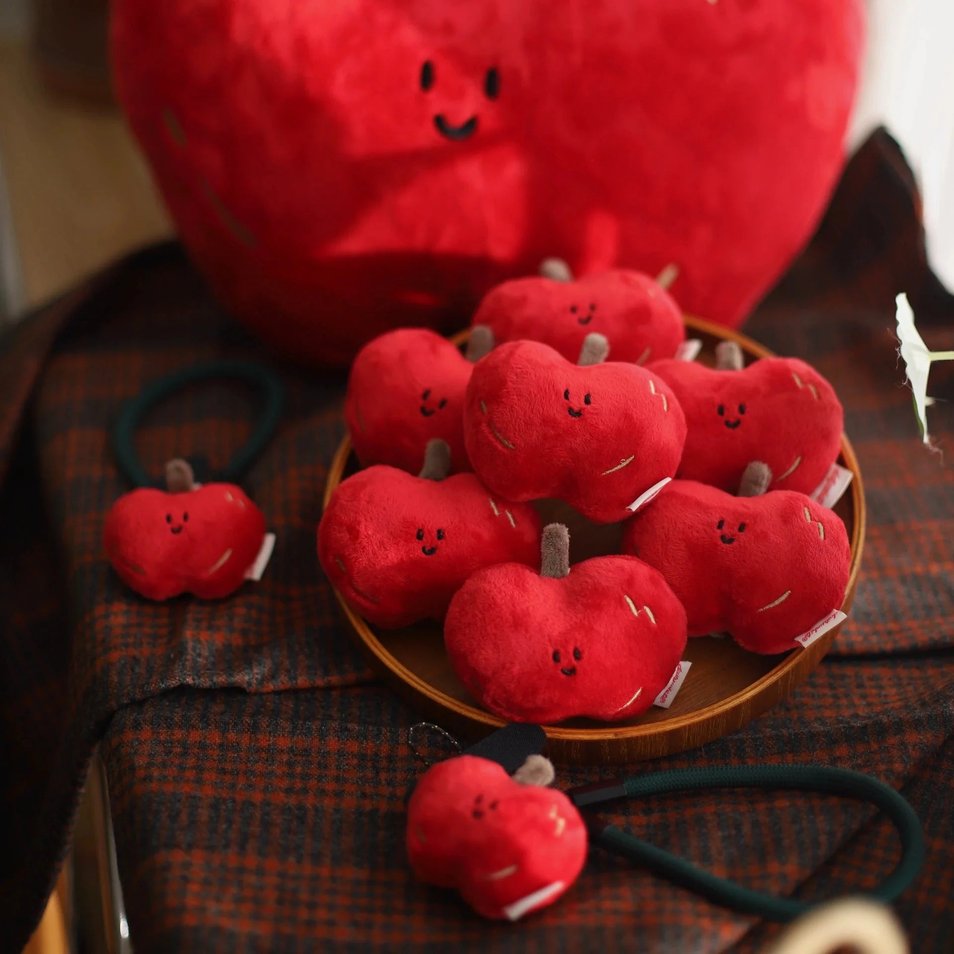 LuLuFun Studio Red Apple Plush Bag Charm | Kawaii Soft Keychain Accessory