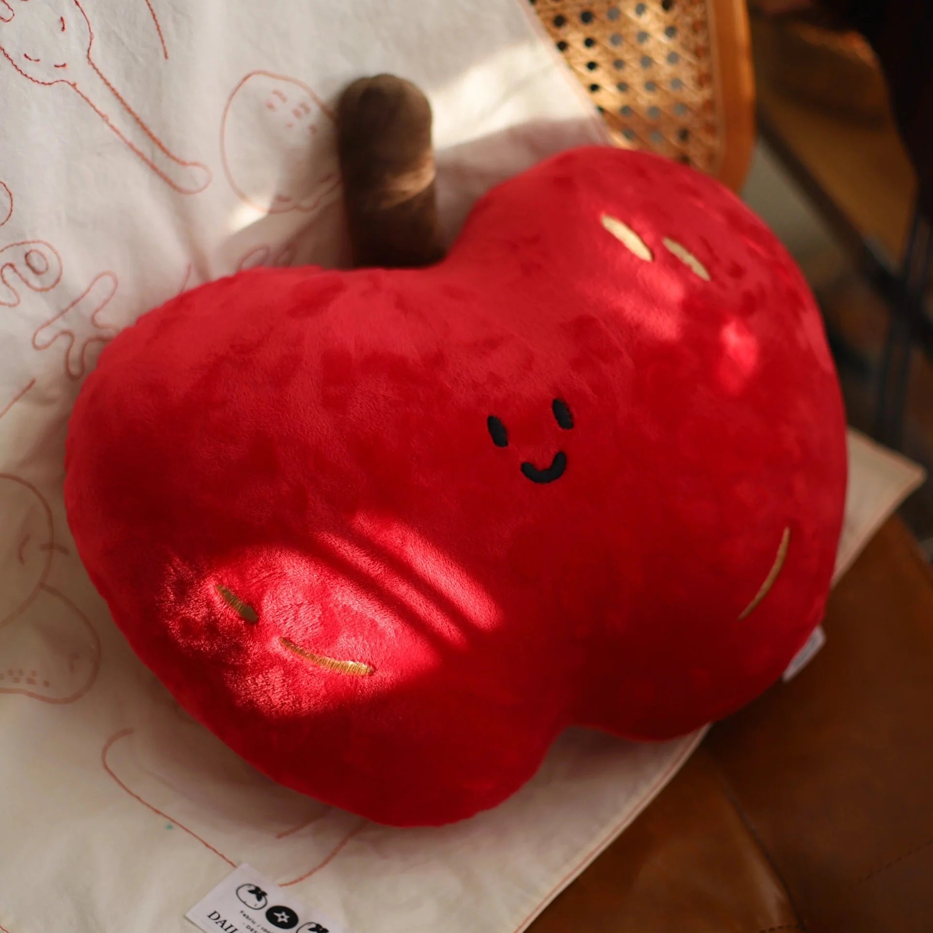 LuLuFun Studio Cherry Plush Pillow – Soft Kawaii Food Decor Cushion