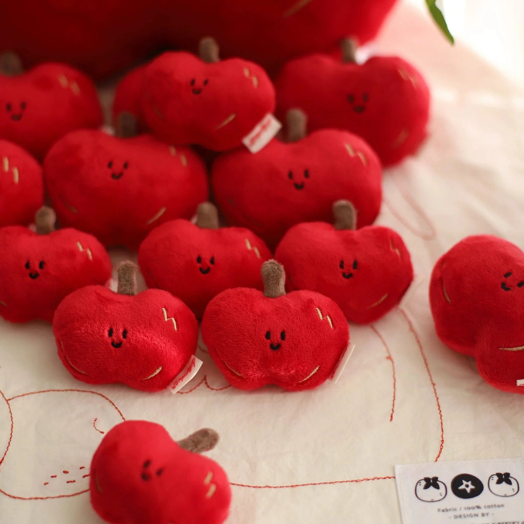 LuLuFun Studio Red Apple Plush Bag Charm | Kawaii Soft Keychain Accessory