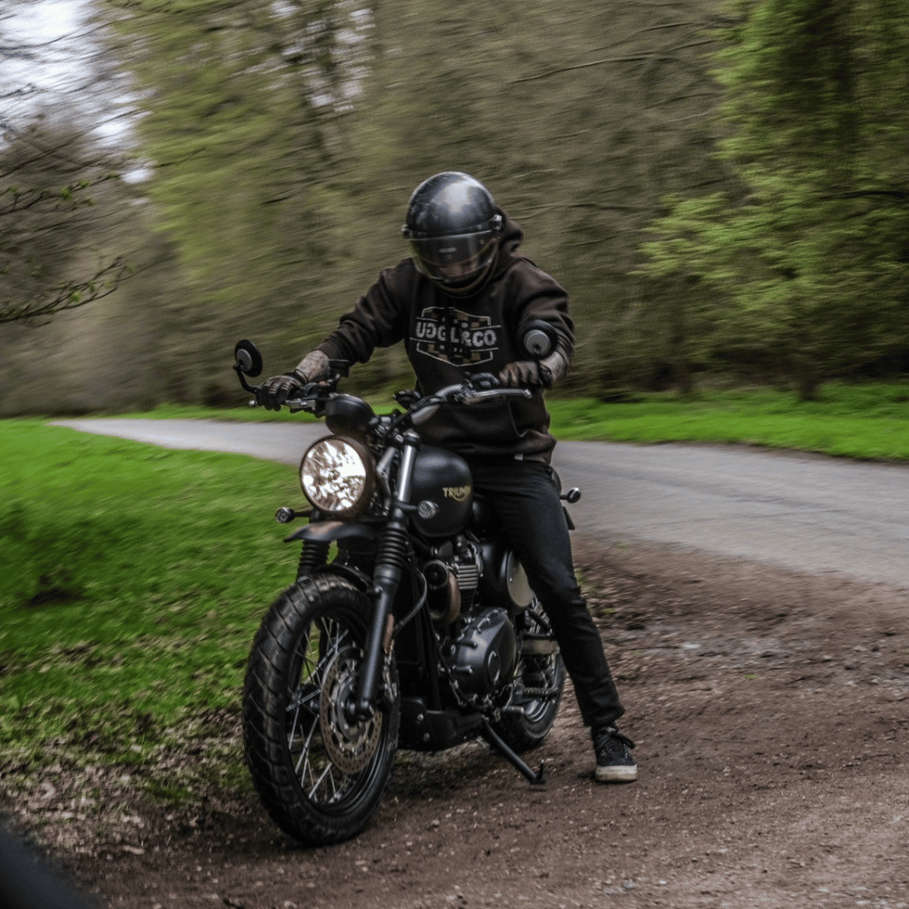 Uggly & Co Brown Chequered Hoodie – Heavyweight Vintage Motorcycle Style