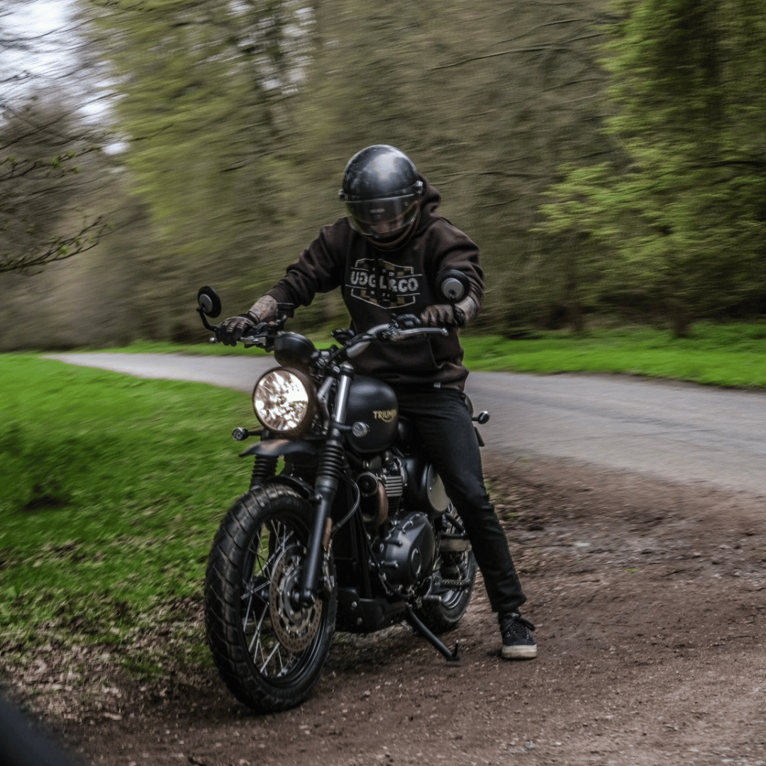 Uggly & Co Brown Chequered Hoodie – Heavyweight Vintage Motorcycle Style