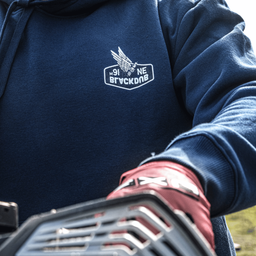 The Black Dub Blue Wings Spark Plug Heavyweight Motorcycle Hoodie