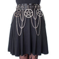 Heartless Hellbound Black Gothic Belt with Pentagrams and Chains