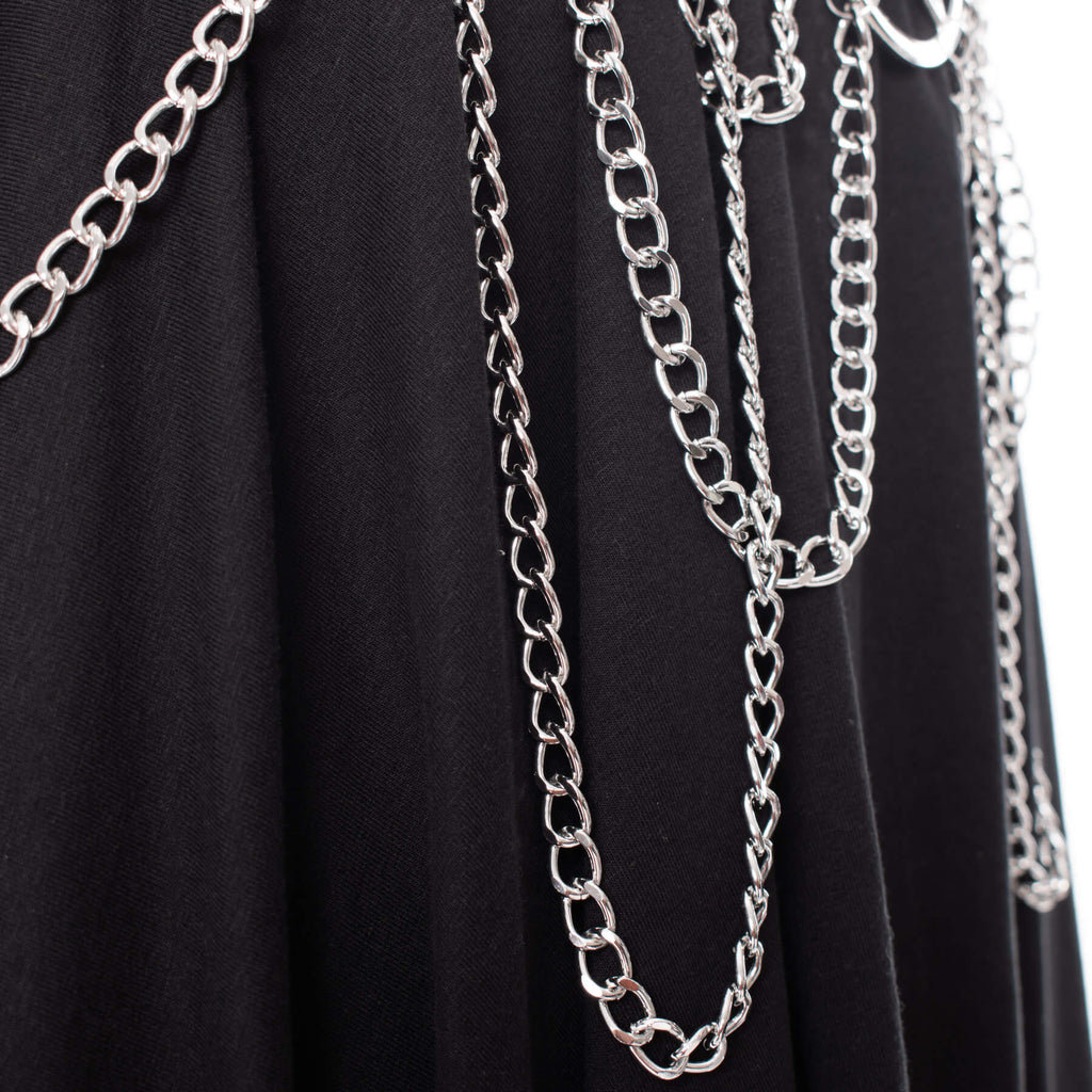 Heartless Hellbound Black Gothic Belt with Pentagrams and Chains