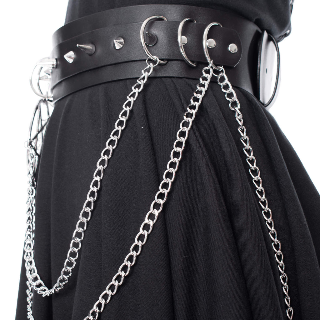 Heartless Hellbound Black Gothic Belt with Pentagrams and Chains