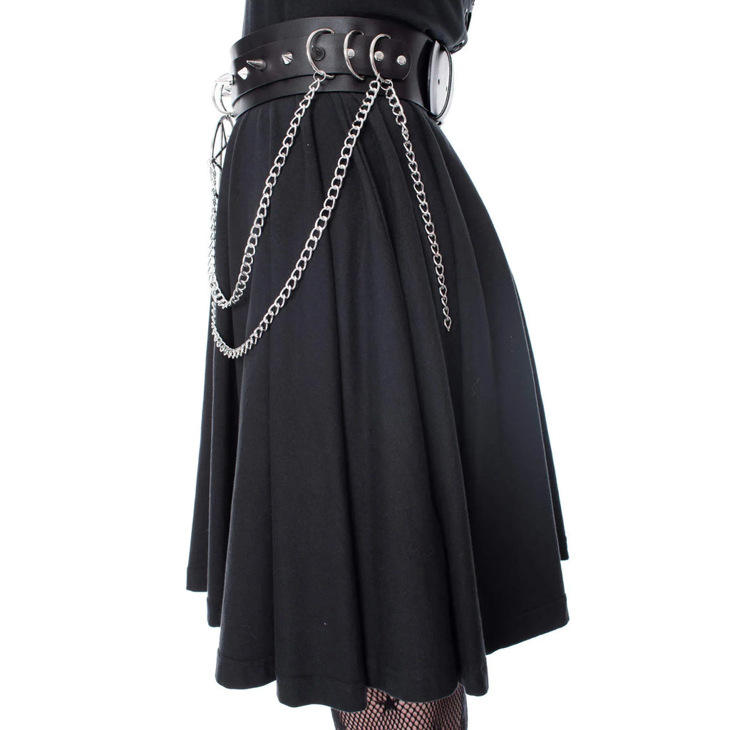 Heartless Hellbound Black Gothic Belt with Pentagrams and Chains
