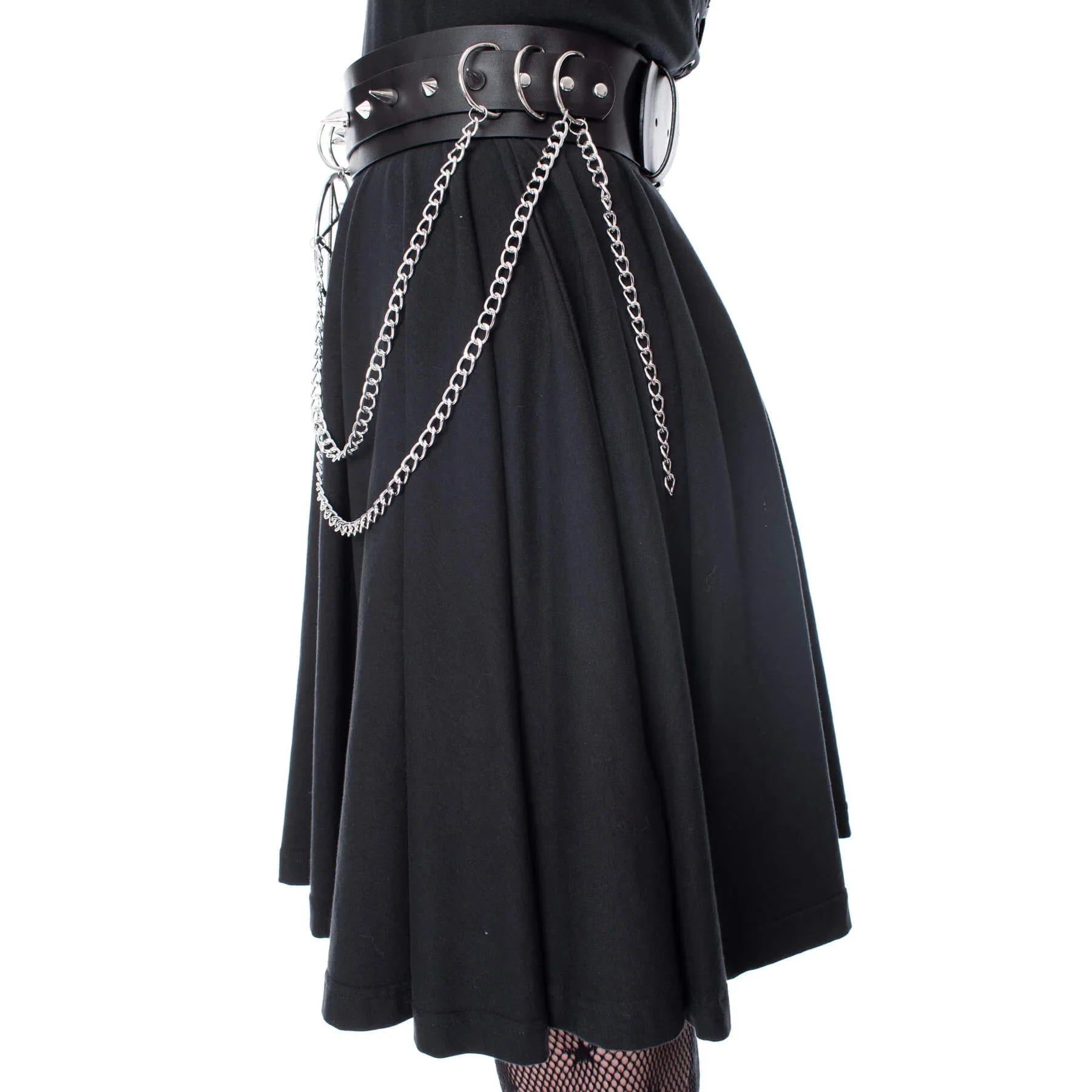 Heartless Hellbound Black Gothic Belt with Pentagrams and Chains