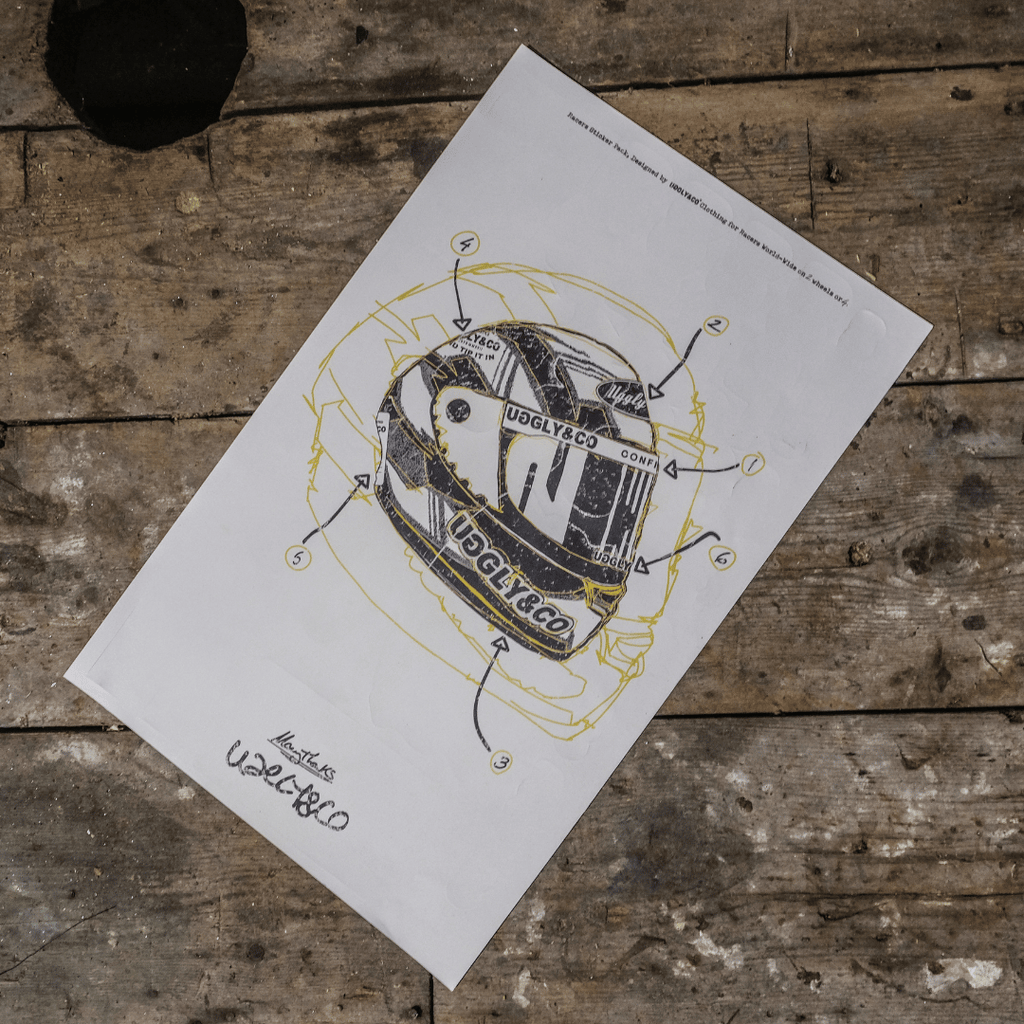Uggly & Co Helmet Sticker Pack | Racing Visor Strips & Decals