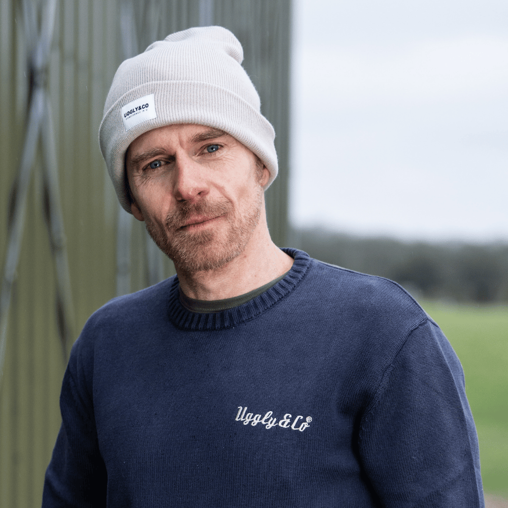 Uggly and Co Oatmeal Grey Beanie – Heavyweight Knit Fisherman Hat