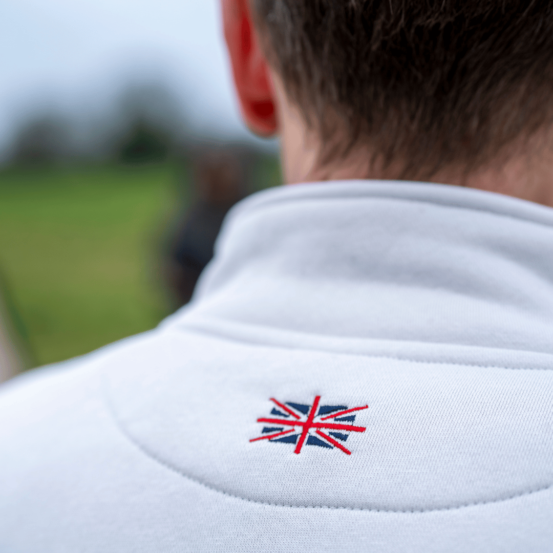 Uggly & Co Stone Union Jack Quarter-Zip – Heavyweight Fleece Jumper