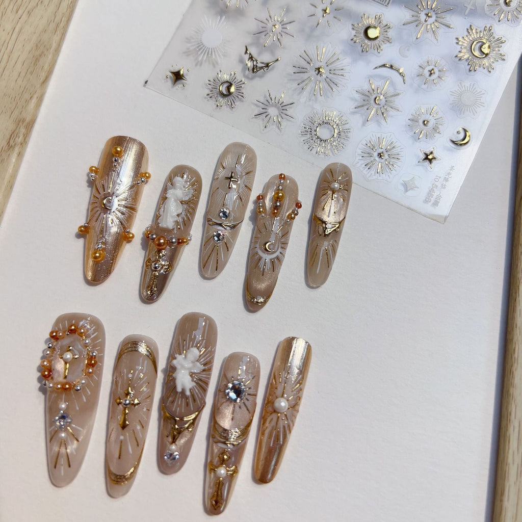 LuLuFun Studio Holy Light Gold Nail Deco Stickers - Ultra-Thin Decals