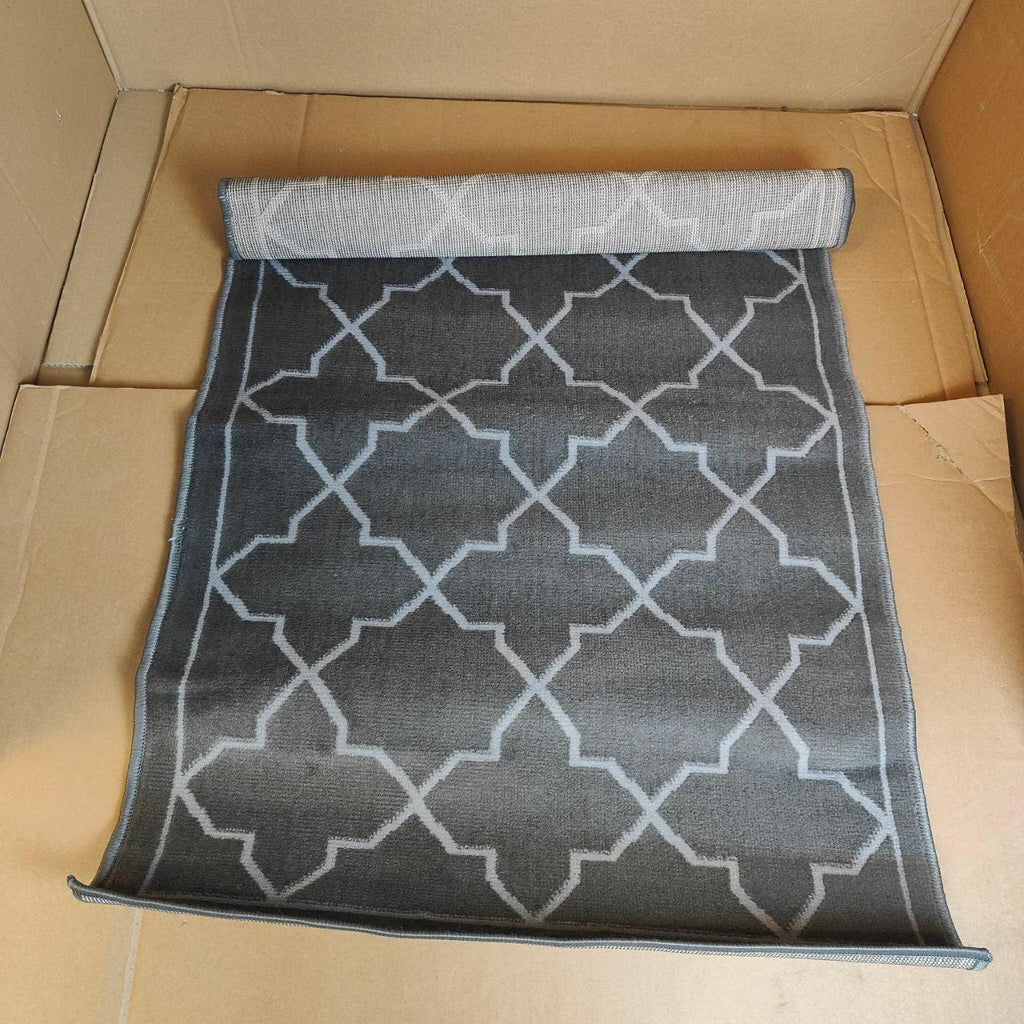 HomeArt Silver Bordered Living Room Rug | Short Pile 80x150cm