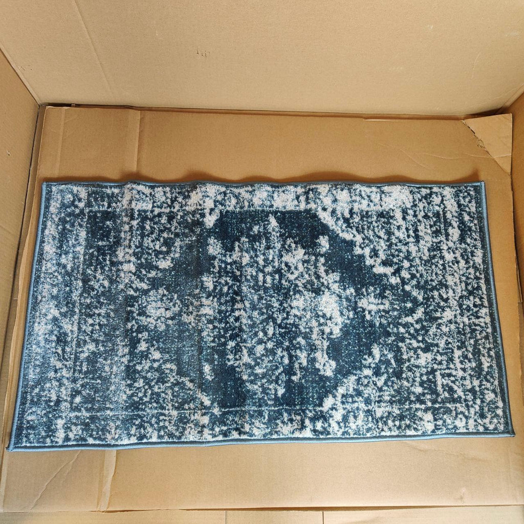 HomeArt Modern Short Pile Rug – Dark Blue Bordered Living Room Carpet
