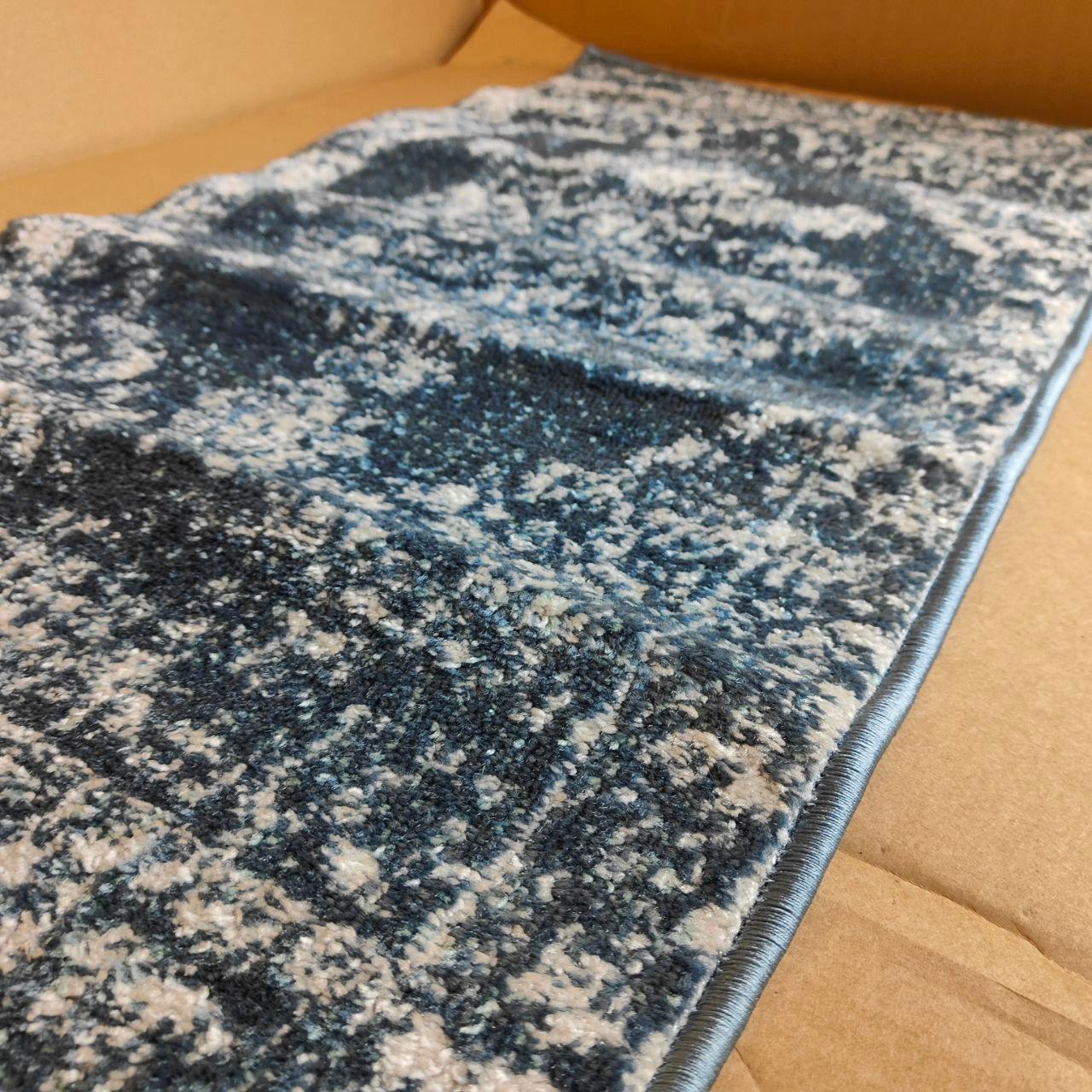 HomeArt Modern Short Pile Rug – Dark Blue Bordered Living Room Carpet