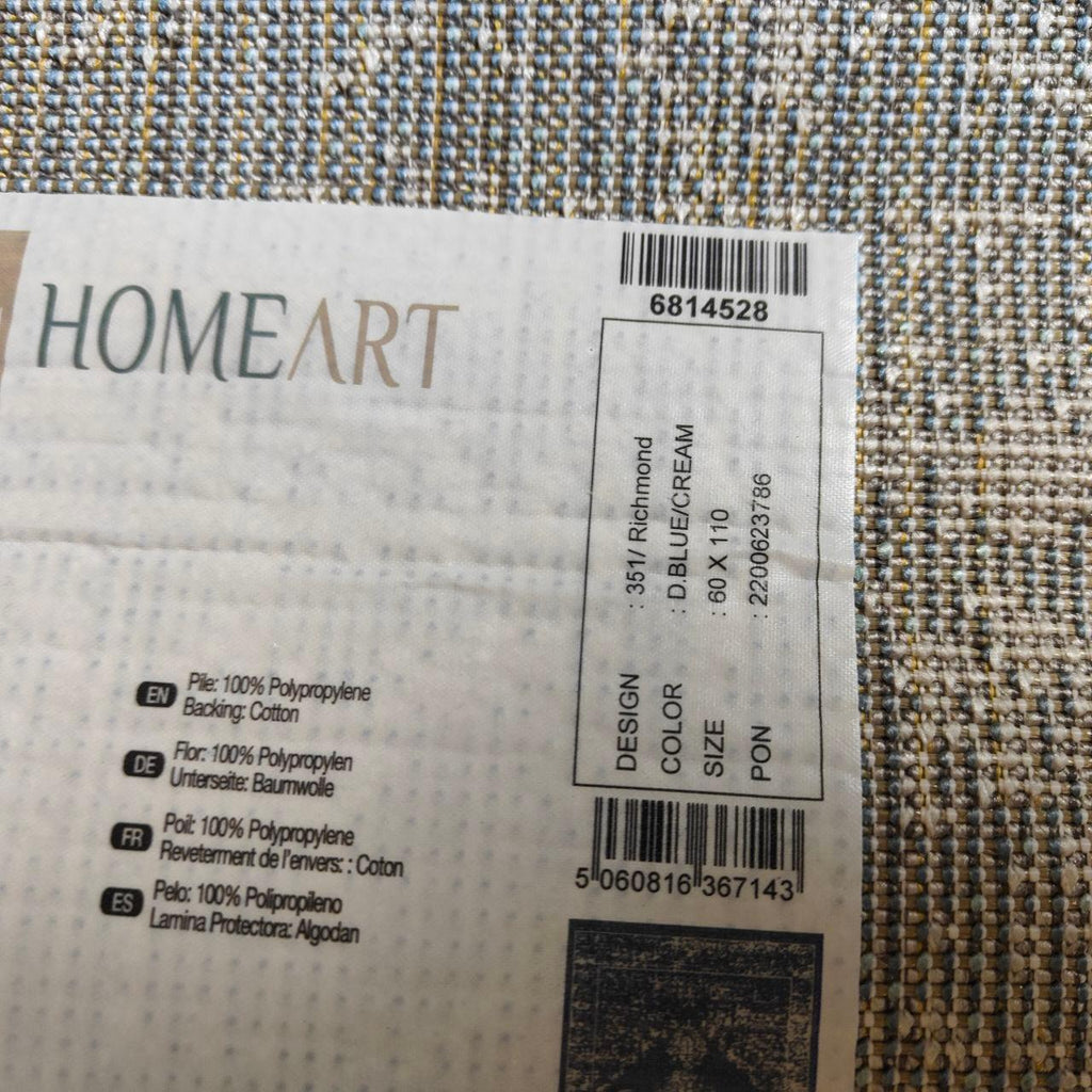 HomeArt Modern Short Pile Rug – Dark Blue Bordered Living Room Carpet