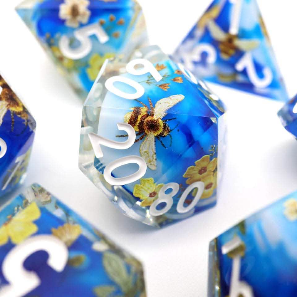 Honeyed Horizon | Sharp Edge Dice | Resin | 7 Piece Set