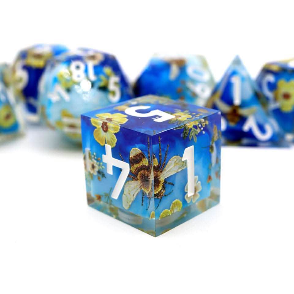 Honeyed Horizon | Sharp Edge Dice | Resin | 7 Piece Set