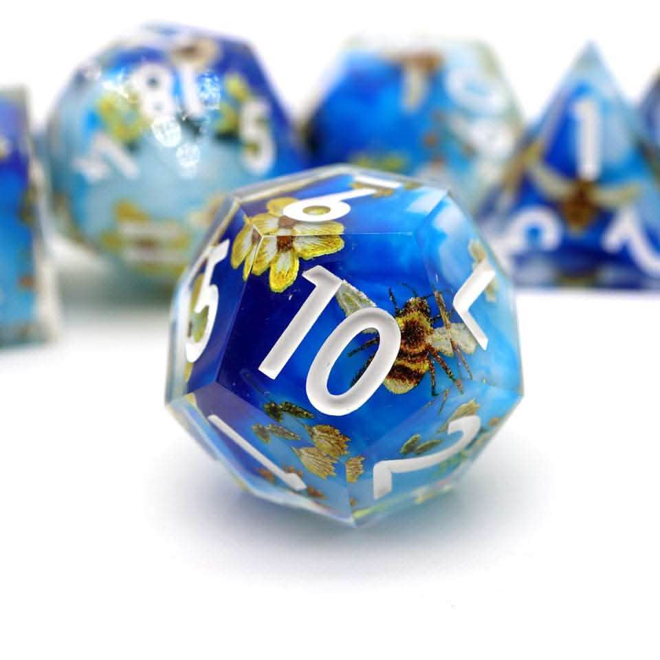 Honeyed Horizon | Sharp Edge Dice | Resin | 7 Piece Set