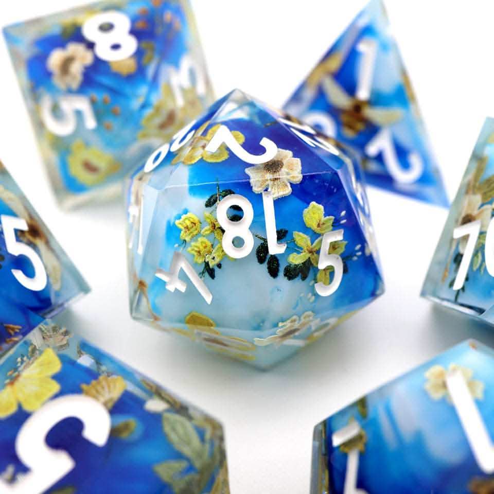 Honeyed Horizon | Sharp Edge Dice | Resin | 7 Piece Set