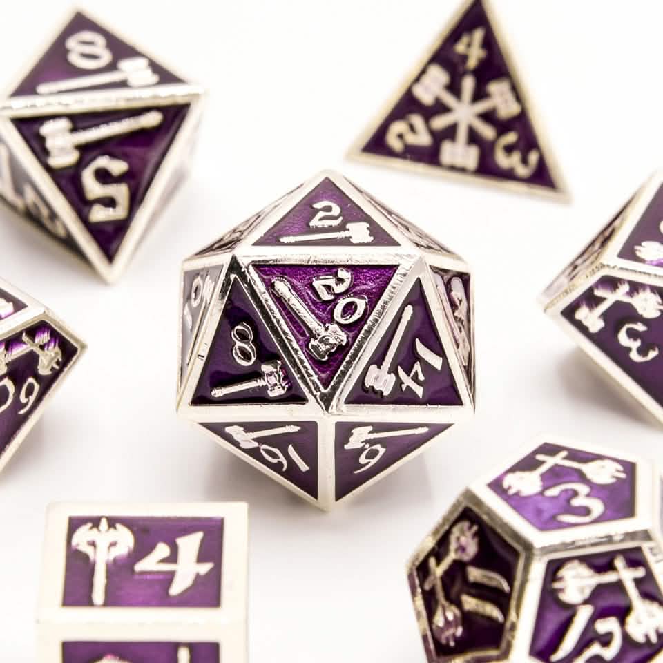 Warrior's Amulet | Solid Metal Dice | 7 Piece Set