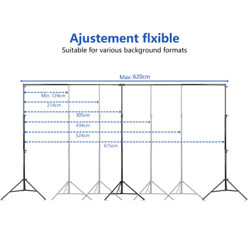 EMART 10x20 ft Heavy Duty Backdrop Stand Kit with 3 Stands & 5 Clamps