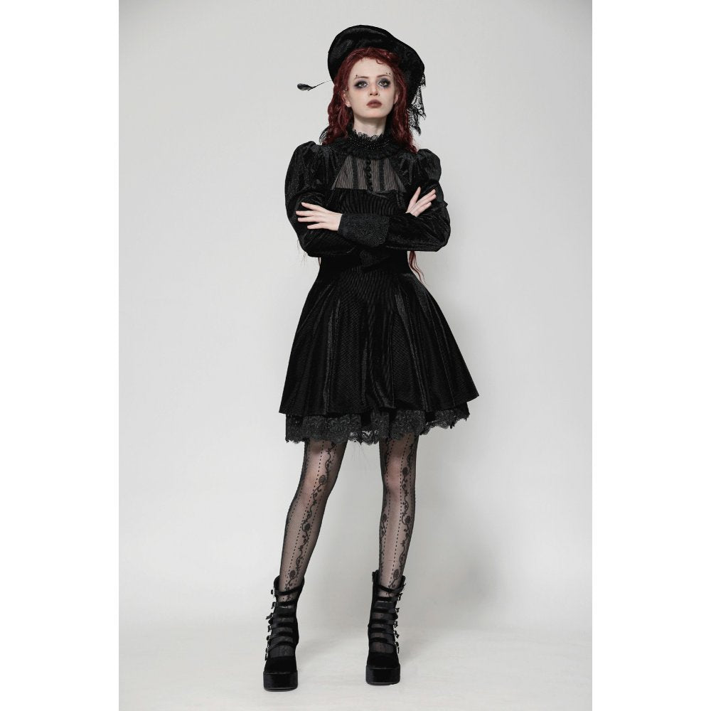 Dark in Love Inez Gown – Elegant Gothic Velvet and Lace Long Dress